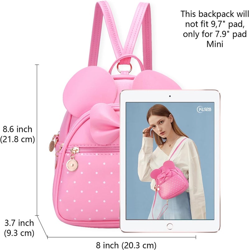 KL928 Girls Mini Backpack Bowknot Polka Dot Cute Small Daypacks Convertible Shoulder Bag Purse for Women - Image 1